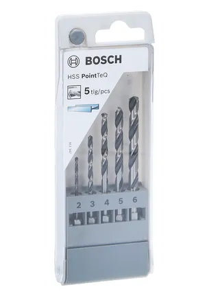 Juego de 5 brocas hexagonales HSS PointTeQ de Bosch de 2 a 6 mm.